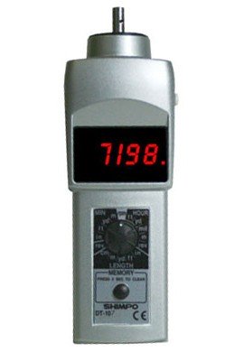 SHIMPO DT-107A Contact Style Digital Handheld Tachometer, LED, 6in wheel-